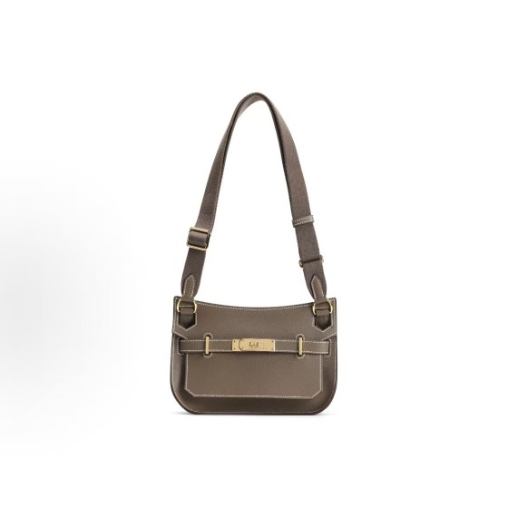 HERMES Jypsiere golden buckle Gypsy bag crossbody bag mini women\'s elephant grey